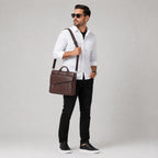 Maleta executiva masculina de couro Slim Savalli para profissionais