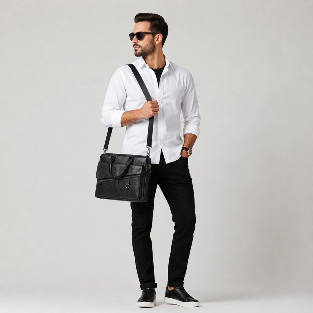 Maleta de couro masculina Slim Savalli com design executivo