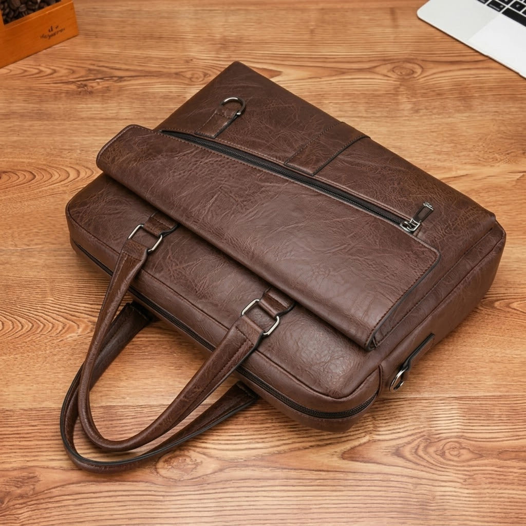Maleta de couro executiva masculina Slim Savalli para uso profissional