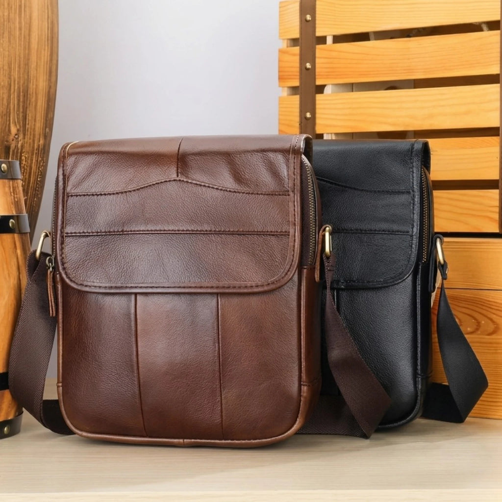 Bolsa de couro transversal Lorenzo confortável e funcional para o dia a dia.