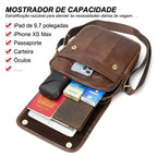 Bolsa de couro transversal Lorenzo confortável e funcional para o dia a dia.