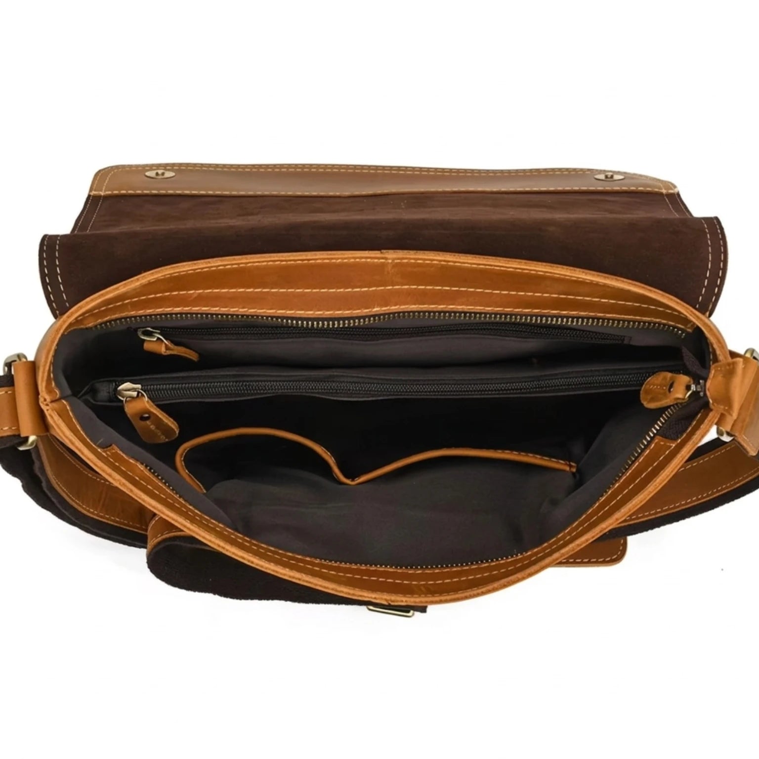 "Bolsa de Couro Crossbody Vintage Dommy, bolsa masculina de couro transversal com acabamento premium, design vintage e estilo elegante."