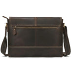 "Bolsa de Couro Crossbody Vintage Dommy, bolsa masculina de couro transversal com acabamento premium, design vintage e estilo elegante."