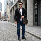 "Bolsa masculina de couro Vintage Dommy, modelo crossbody transversal com design vintage e amplo espaço para itens essenciais."