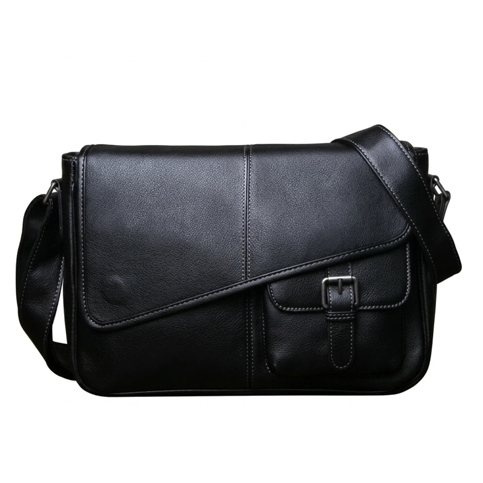 "Bolsa de Couro Crossbody Vintage Lucca, bolsa masculina de couro transversal com design vintage, acabamento premium e estilo sofisticado para o dia a dia."