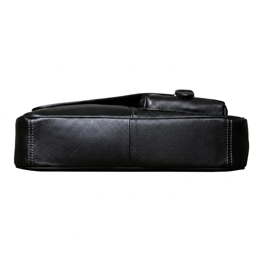 "Bolsa de Couro Crossbody Vintage Lucca, bolsa masculina de couro transversal com acabamento premium, design vintage e estilo sofisticado."