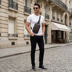 Bolsa de Couro Masculina Crossbody Vintage Arms