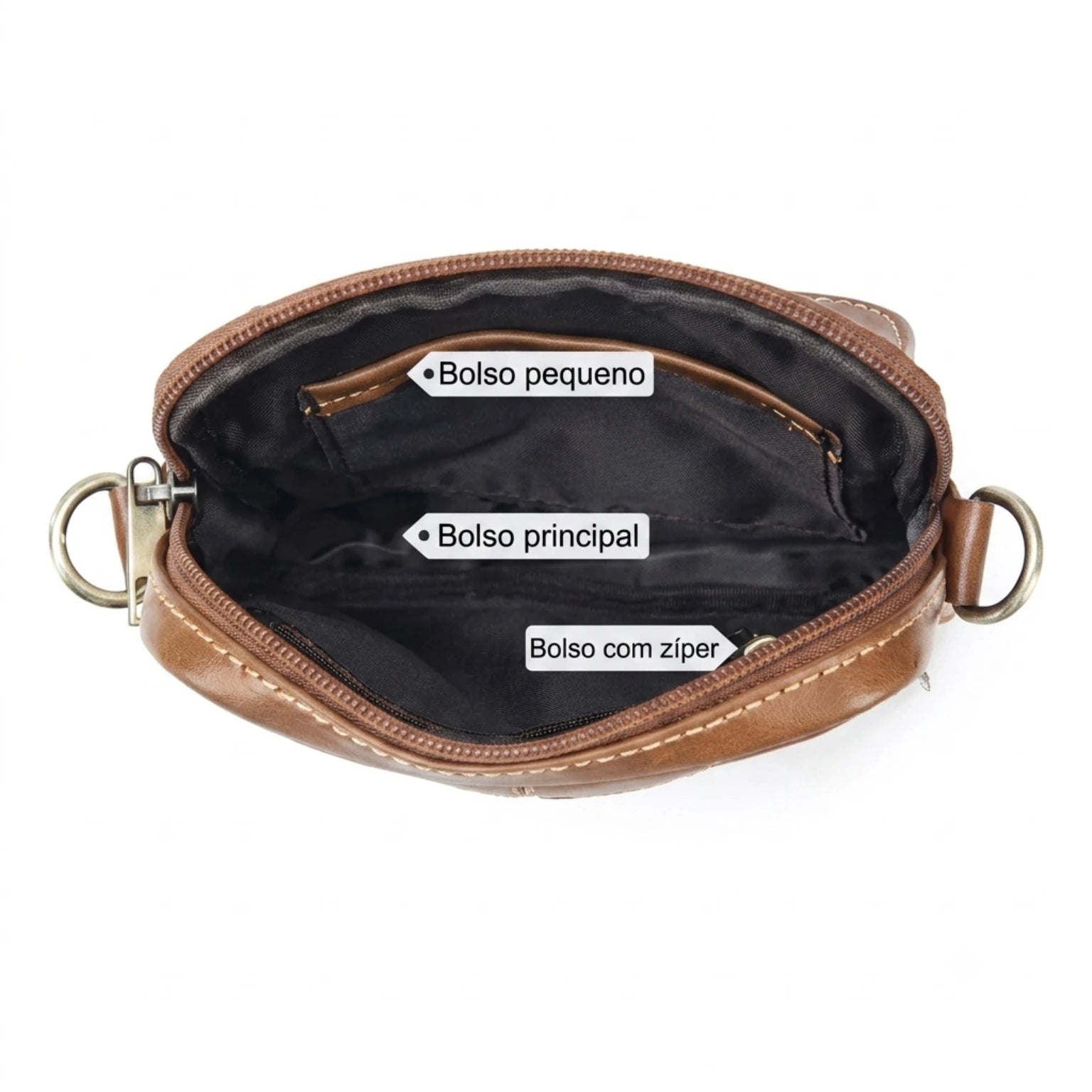 Bolsa masculina transversal Capri em couro legítimo, bolsa de couro legítimo masculina com design elegante, funcional e acabamento de alta qualidade