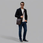 Bolsa masculina transversal Capri em couro legítimo, bolsa de couro legítimo masculina com design elegante, funcional e acabamento de alta qualidade