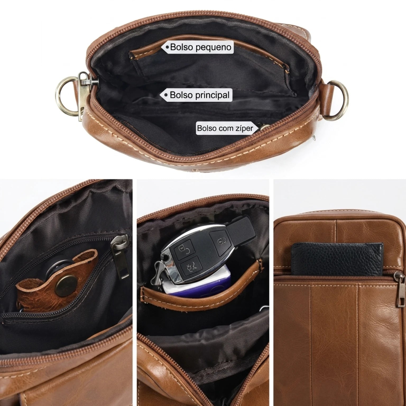 Bolsa masculina transversal Capri em couro legítimo, bolsa de couro legítimo masculina com design elegante, funcional e acabamento de alta qualidade