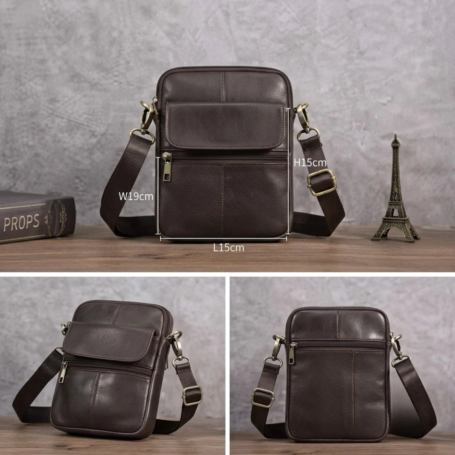 Bolsa masculina transversal Capri em couro legítimo, bolsa de couro legítimo masculina com design elegante, funcional e acabamento de alta qualidade