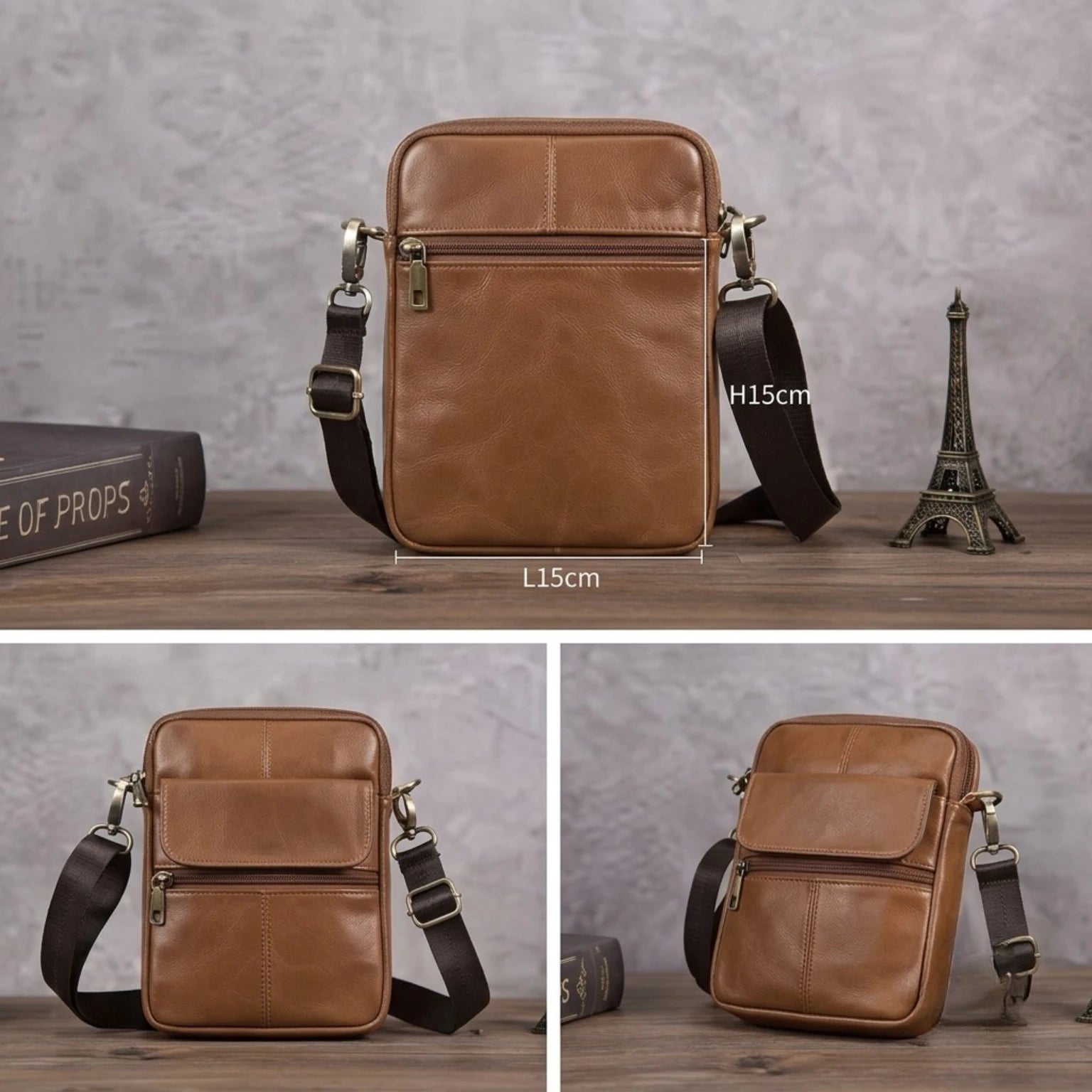 Bolsa masculina transversal Capri em couro legítimo, bolsa de couro legítimo masculina com design elegante, funcional e acabamento de alta qualidade