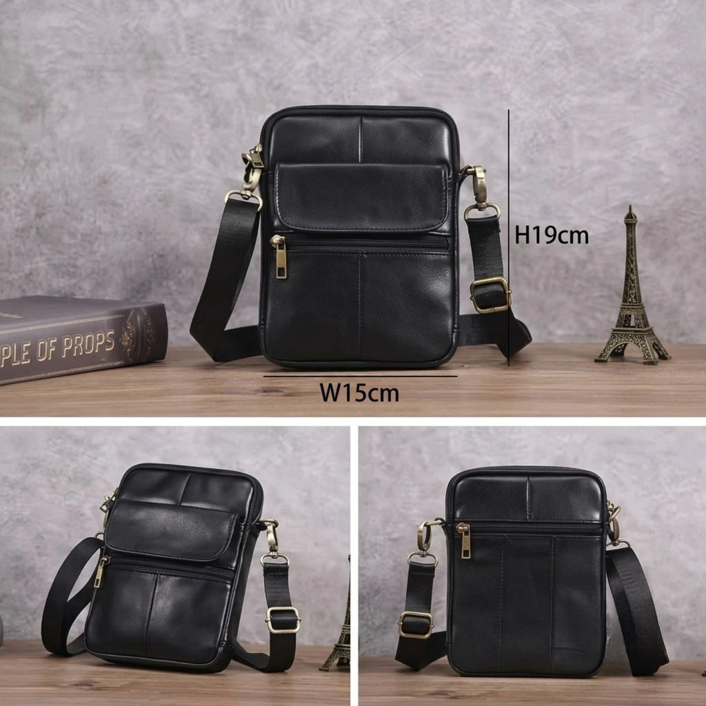 Bolsa masculina transversal Capri em couro legítimo, bolsa de couro legítimo masculina com design elegante, funcional e acabamento de alta qualidade