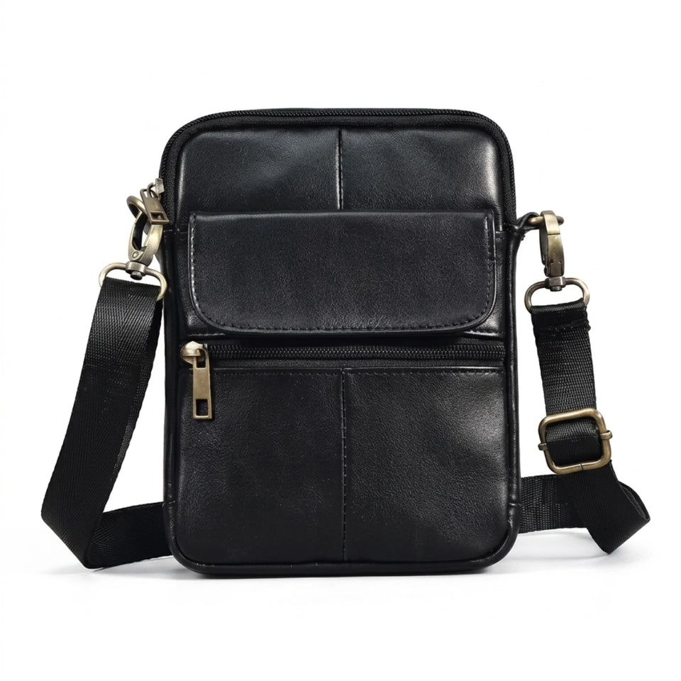 Bolsa de Couro Masculina Transversal Capri em couro legítimo, bolsa masculina elegante com acabamento premium e design sofisticado