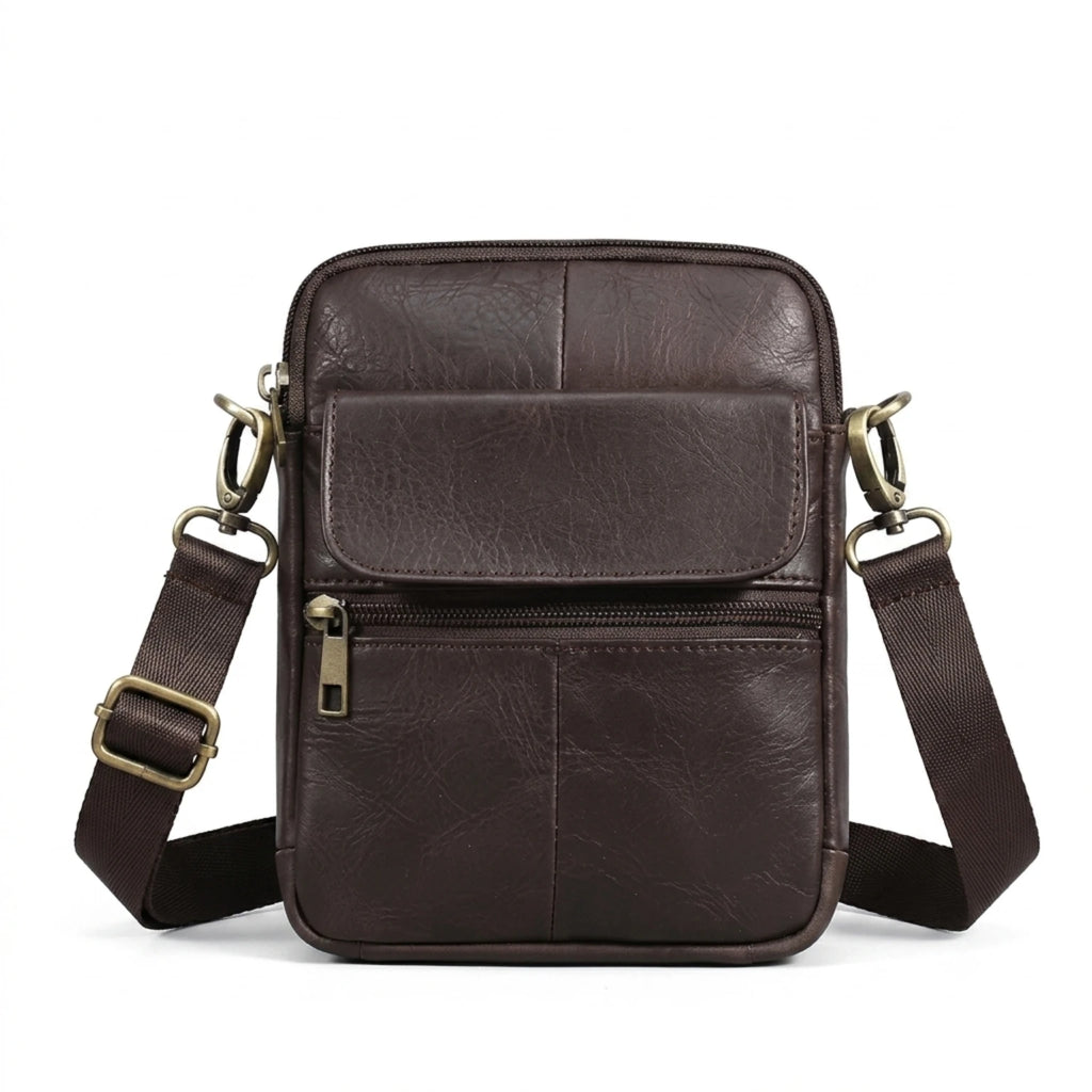 Bolsa masculina transversal Capri em couro legítimo, bolsa de couro legítimo masculina com design elegante, funcional e acabamento de alta qualidade