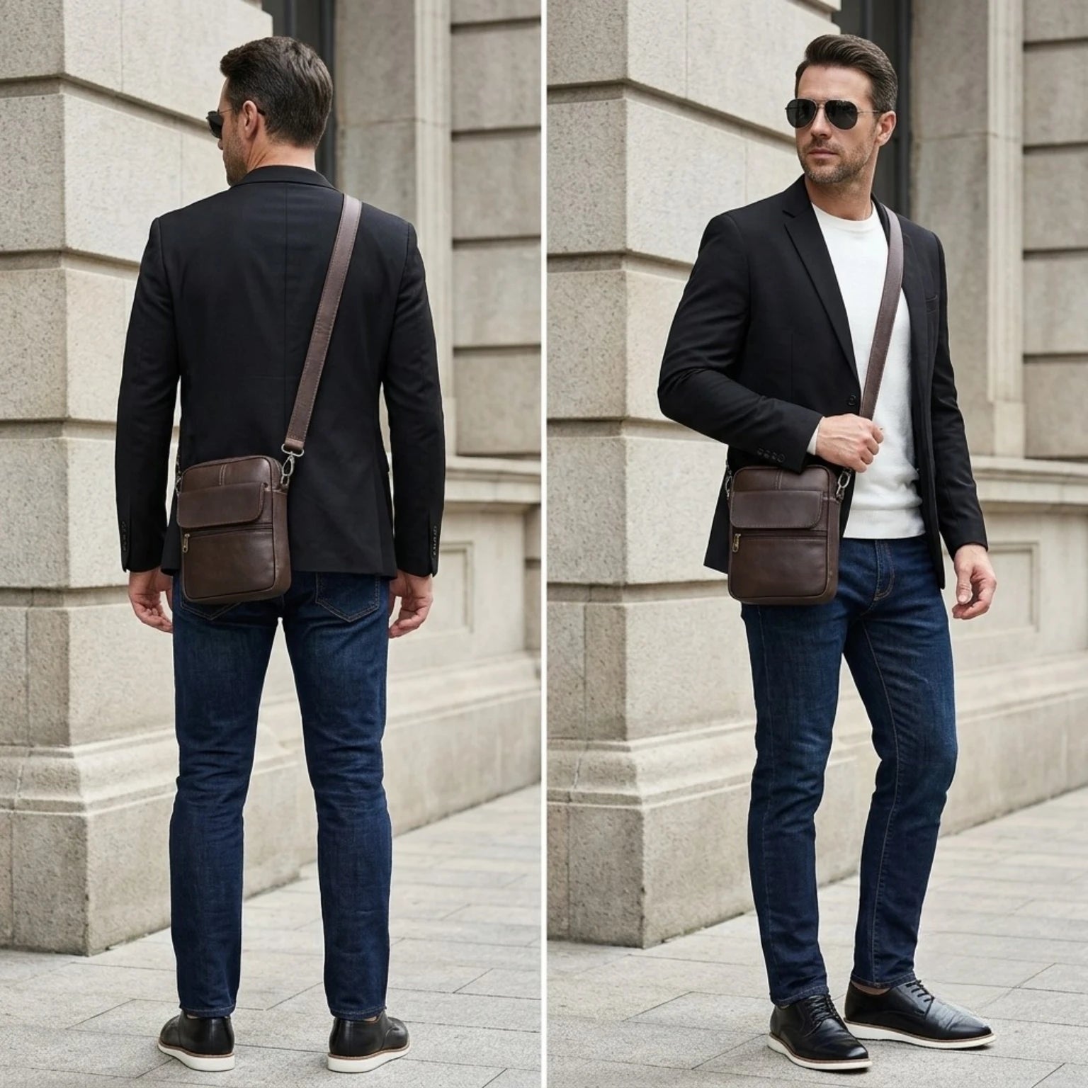 Bolsa masculina transversal Capri em couro legítimo, bolsa de couro legítimo masculina com design elegante, funcional e acabamento de alta qualidade