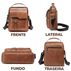 Bolsa masculina transversal Milano em couro legítimo, bolsa de couro legítimo masculina com design elegante, funcional e acabamento de alta qualidade