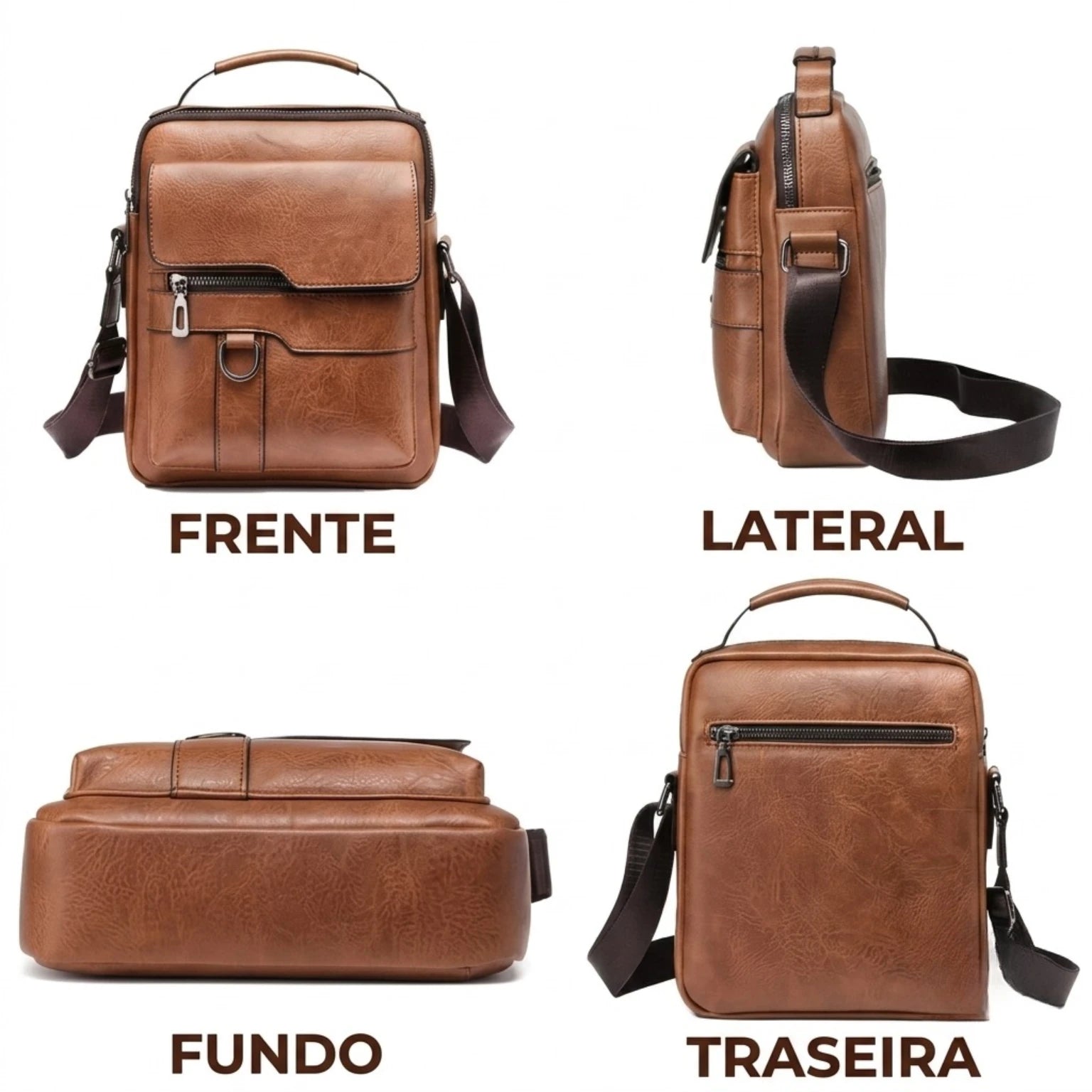 Bolsa masculina transversal Milano em couro legítimo, bolsa de couro legítimo masculina com design elegante, funcional e acabamento de alta qualidade