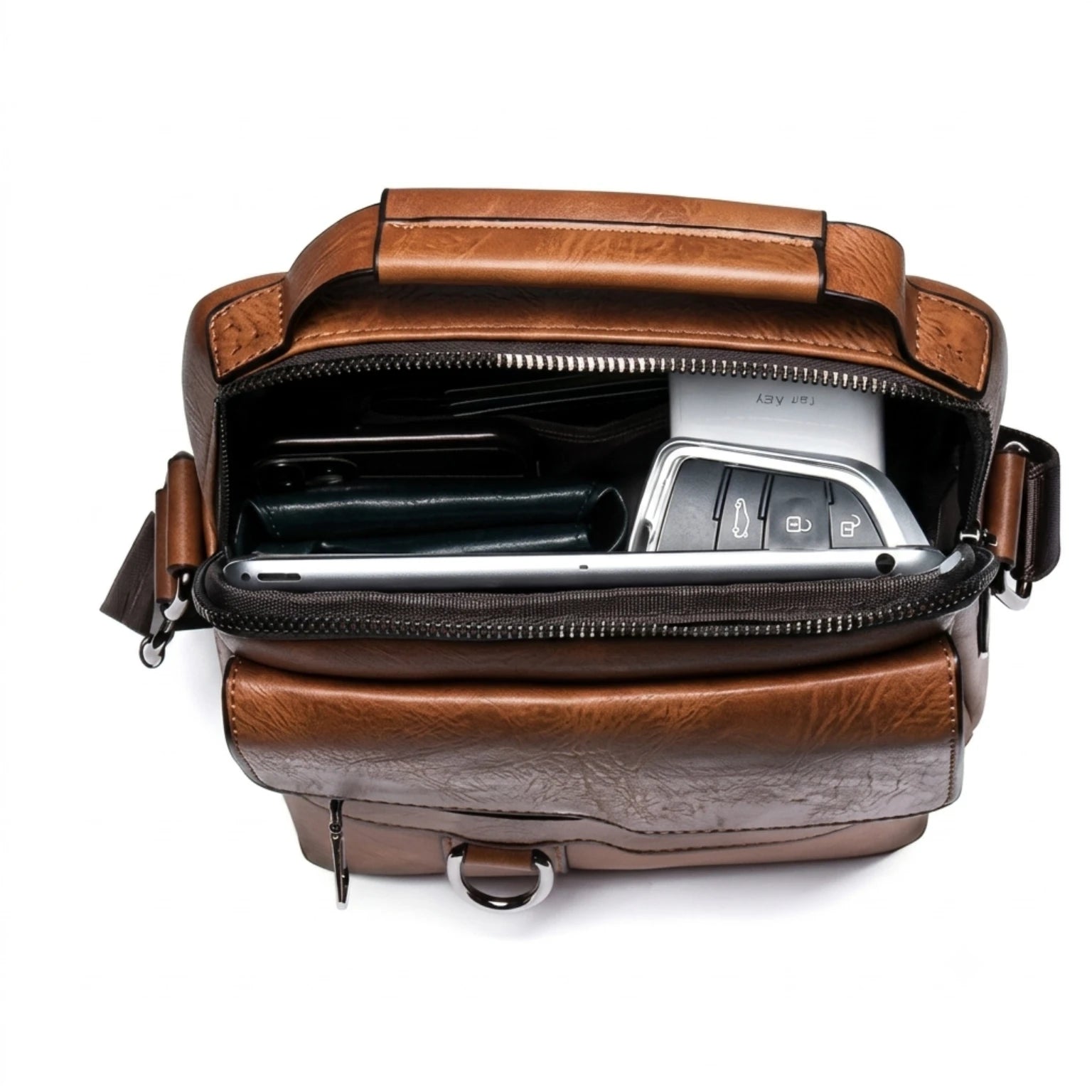 Bolsa masculina transversal Milano em couro legítimo, bolsa de couro legítimo masculina com design elegante, funcional e acabamento de alta qualidade