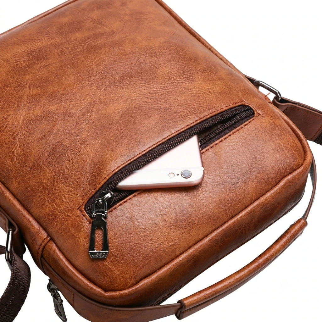 Bolsa masculina transversal Milano em couro legítimo, bolsa de couro legítimo masculina com design elegante, funcional e acabamento de alta qualidade