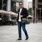 Bolsa de couro masculina Milano em couro legítimo, bolsa transversal masculina com design moderno e alta durabilidade