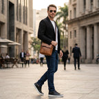 Bolsa masculina de couro Milano em couro legítimo, modelo transversal com visual sofisticado e acabamento premium para o dia a dia