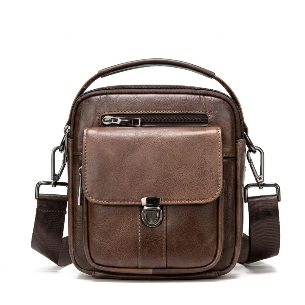 Bolsa de couro masculina Valenzo elegante para uso diário e trabalho.