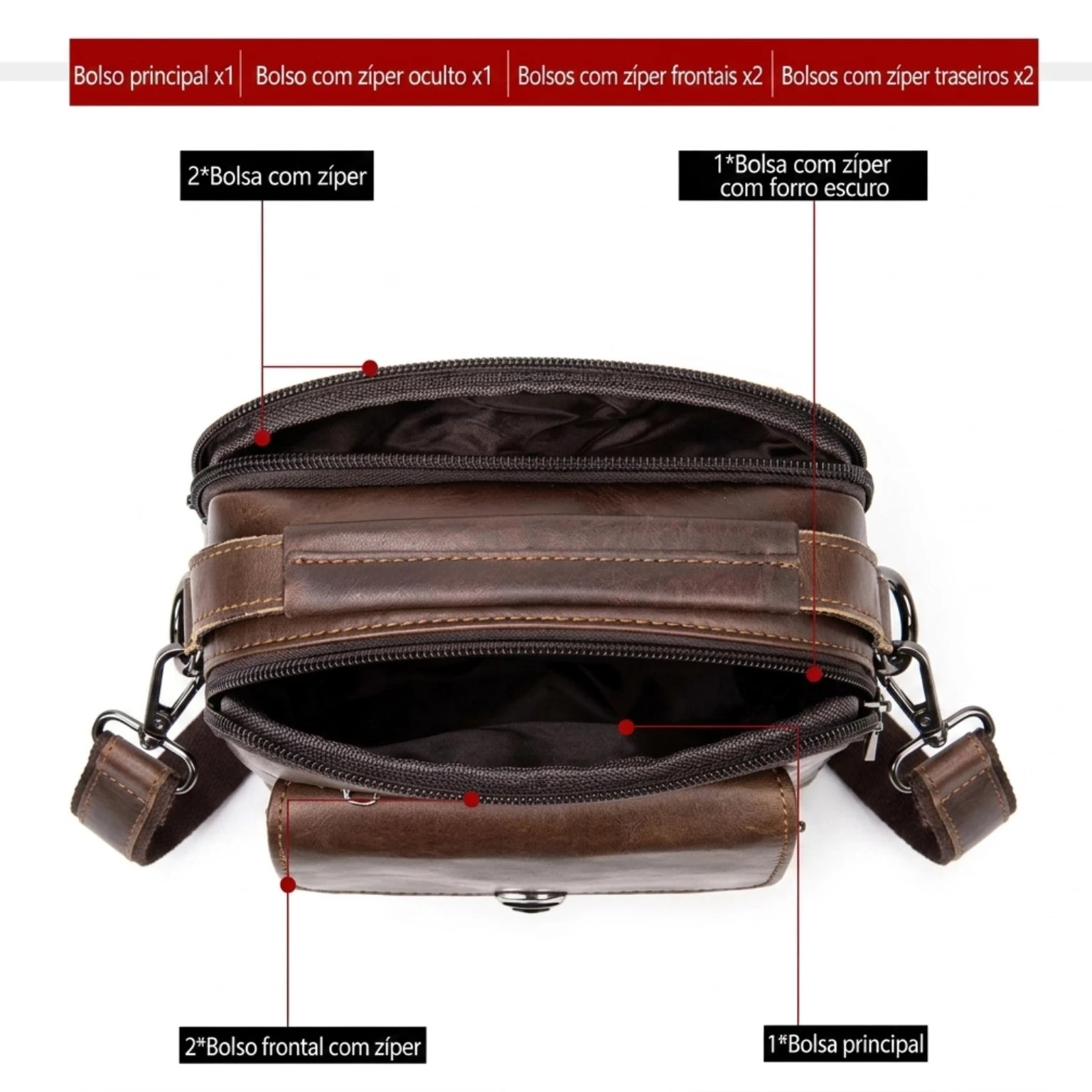 Bolsa de Couro Masculina Valenzo