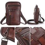 Bolsa transversal de couro masculina resistente com acabamento sofisticado.