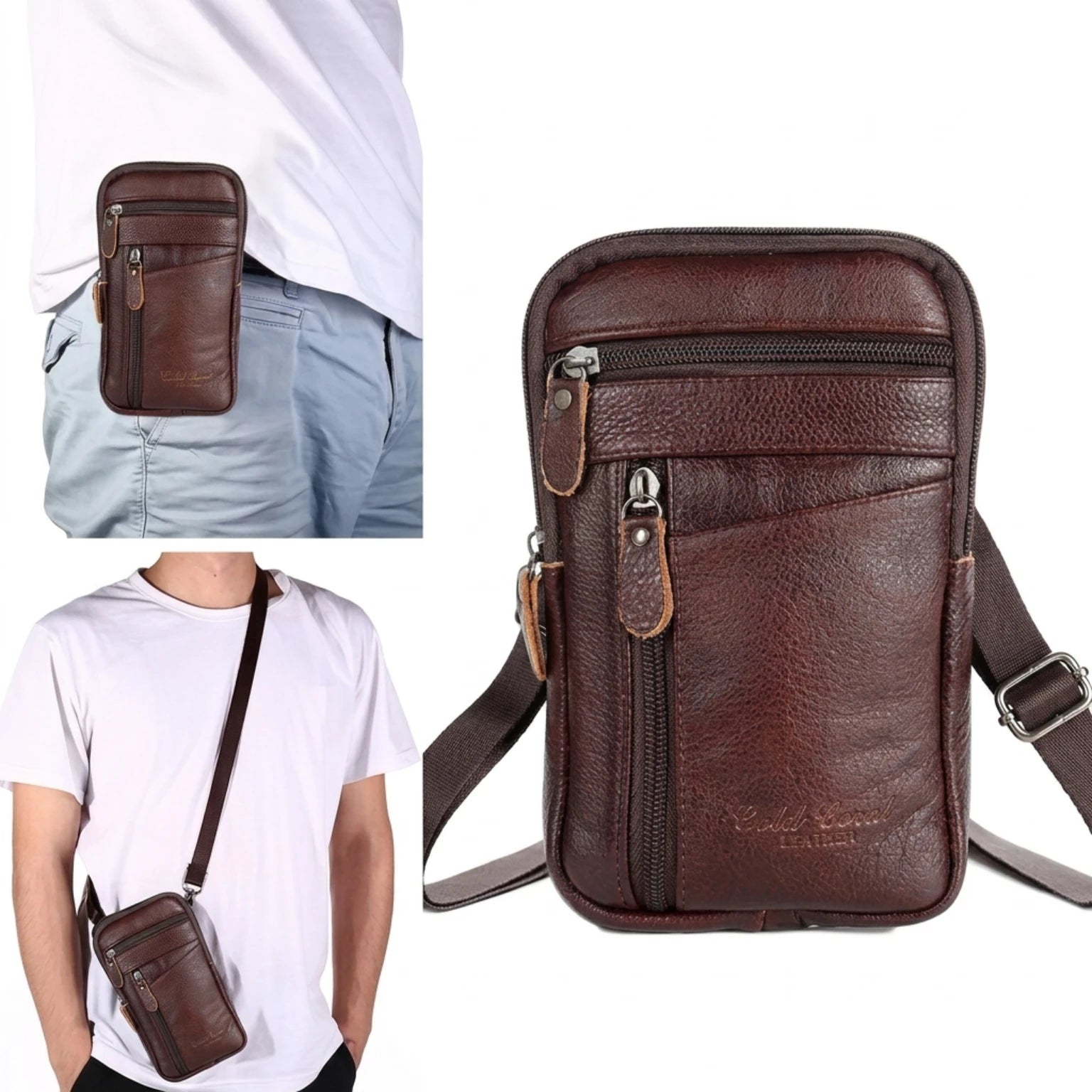 Bolsa de Couro Transversal Arms Urban confortável e funcional para o dia a dia.