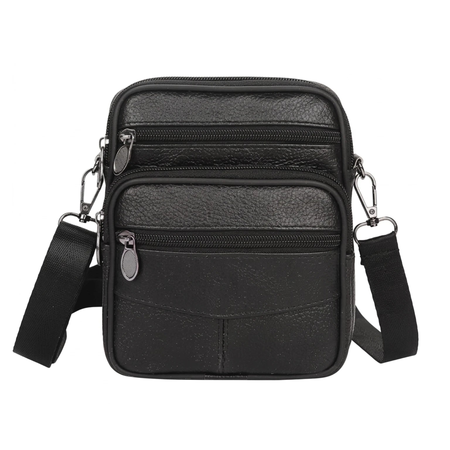 Bolsa de couro masculina transversal com design elegante, acabamento premium e espaço para itens essenciais.