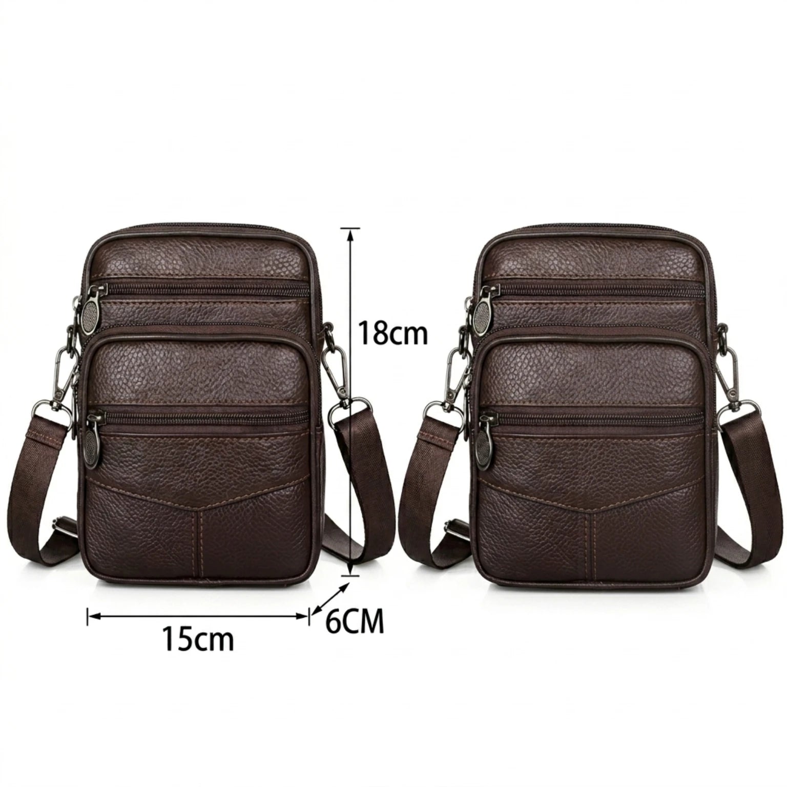 Bolsa de couro masculina transversal com design elegante, acabamento premium e espaço para itens essenciais.