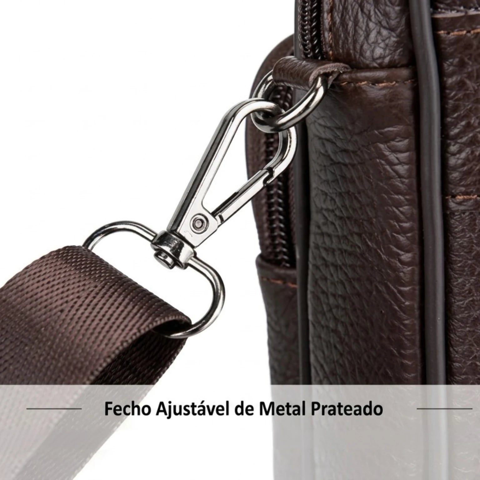 Bolsa de couro masculina transversal com design elegante, acabamento premium e espaço para itens essenciais.