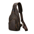 "Bolsa de Couro Transversal Vintage Renzo, bolsa masculina de couro com design vintage, alça transversal ajustável e acabamento premium para uso diário e viagens."