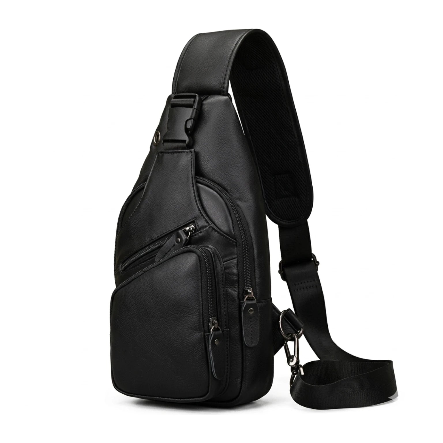 "Bolsa de Couro Transversal Vintage Renzo, bolsa masculina de couro com design vintage, alça transversal ajustável e acabamento premium para uso diário e viagens."