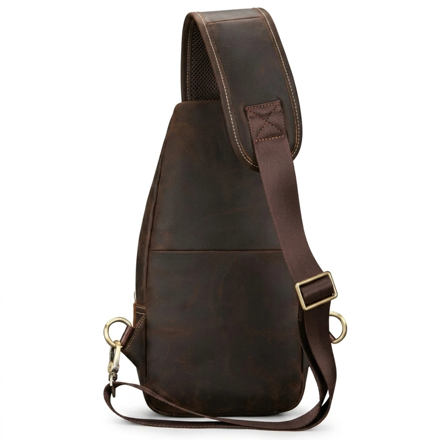 "Bolsa de Couro Transversal Vintage Renzo, bolsa masculina de couro transversal com acabamento premium, design vintage e estilo sofisticado."