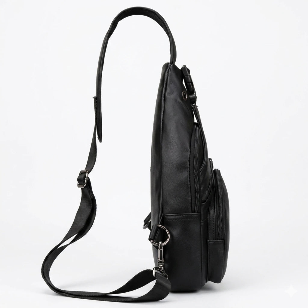 "Bolsa de Couro Transversal Vintage Renzo, bolsa masculina de couro transversal com acabamento premium, design vintage e estilo sofisticado."