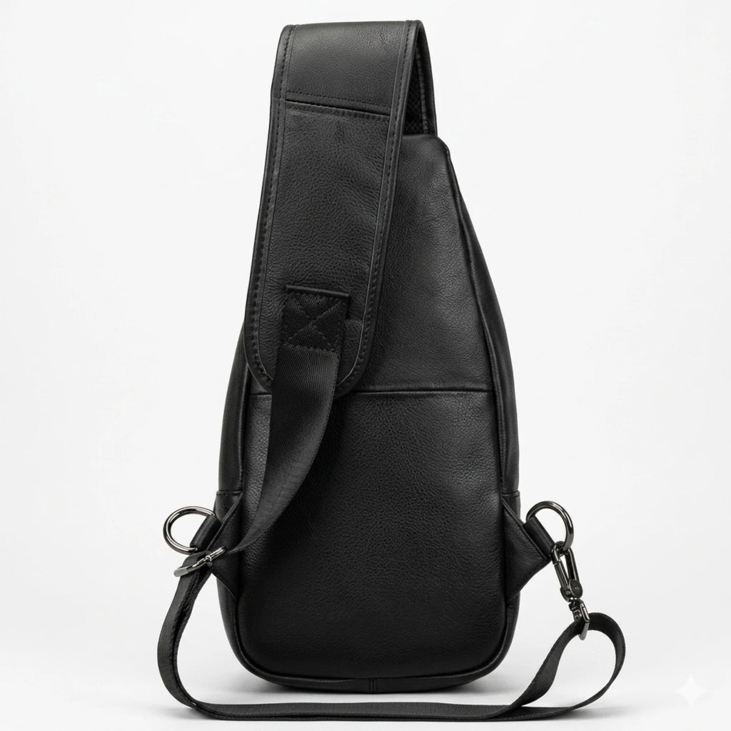 "Bolsa de Couro Transversal Vintage Renzo, bolsa masculina de couro transversal com acabamento premium, design vintage e estilo sofisticado."