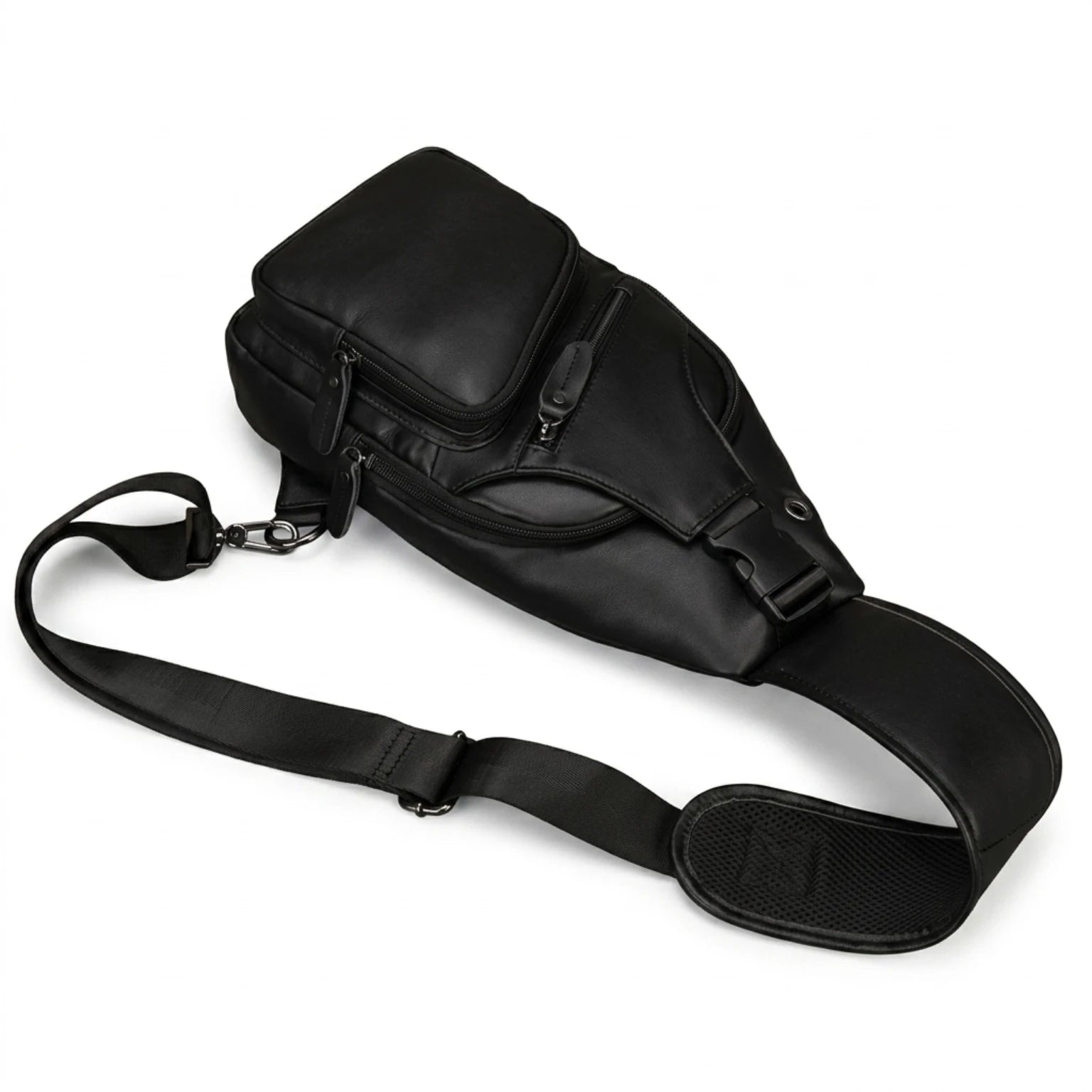 "Bolsa de Couro Transversal Vintage Renzo, bolsa masculina de couro transversal com acabamento premium, design vintage e estilo sofisticado."