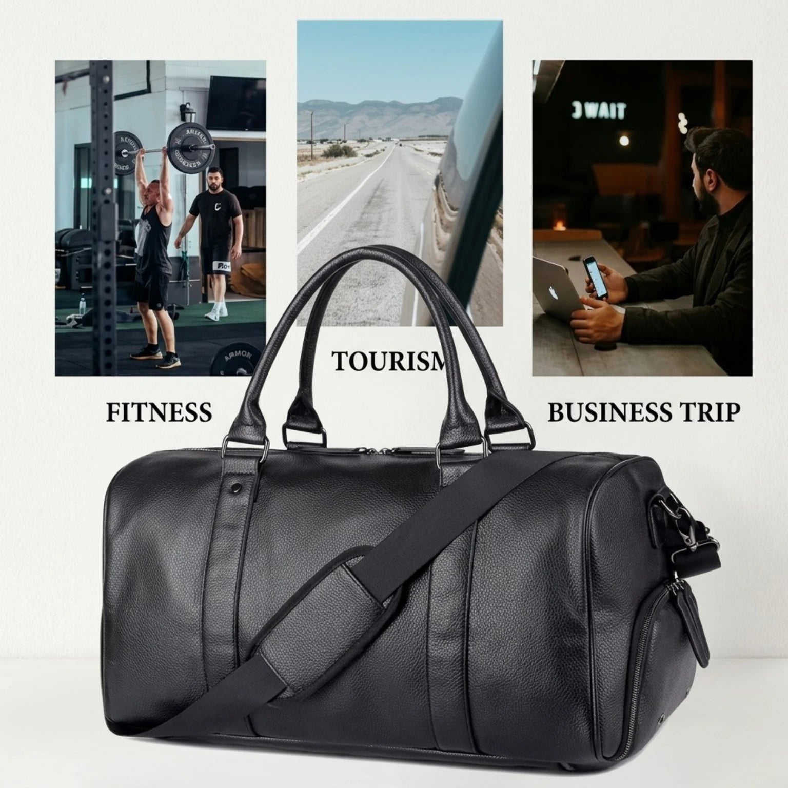 Bolsa de couro Milano Leather perfeita para viagens confortáveis com elegância e durabilidade.