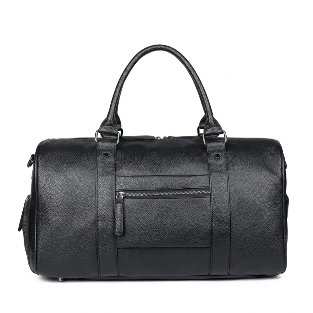 Bolsa de viagem de mão em couro com estilo clássico e excelente praticidade.