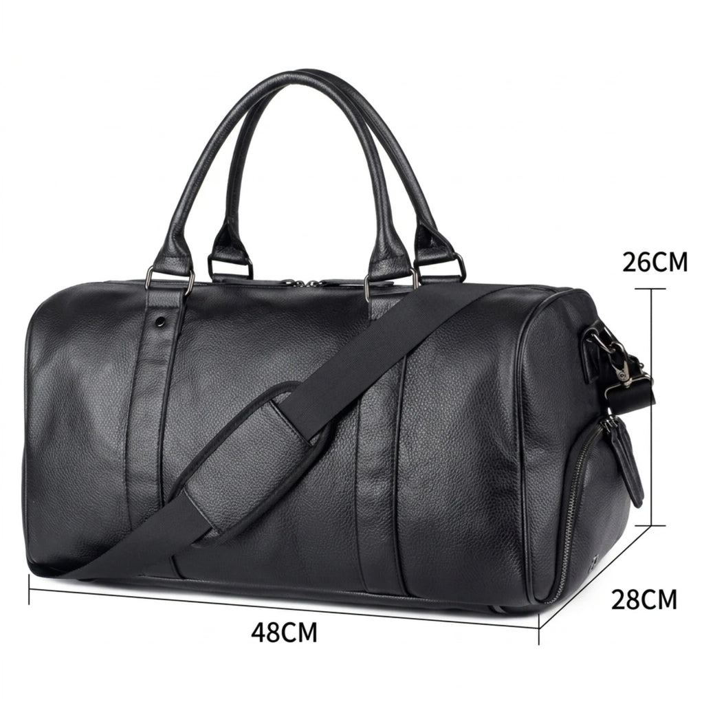 Bolsa de couro Milano Leather perfeita para viagens confortáveis com elegância e durabilidade.