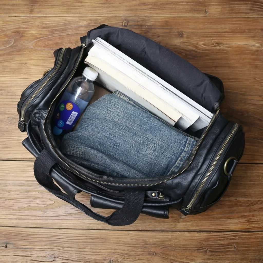 Bolsa de couro Lorenzo para viagem com estilo refinado e excelente organização.