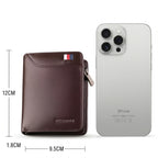 Carteira masculina pequena Bifold Monaco em couro legítimo, design moderno, funcional e elegante para o uso diário