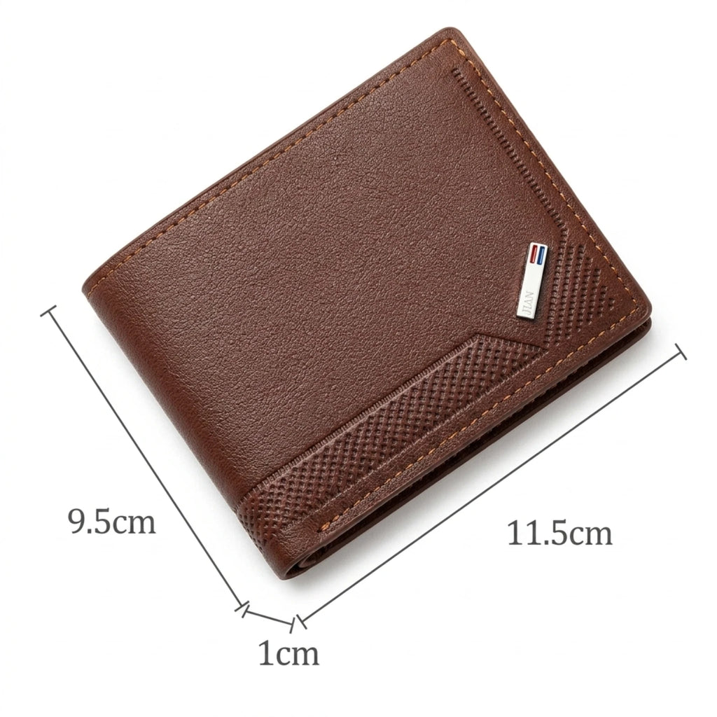 Carteira masculina pequena Texas Bifold em couro legítimo, design compacto, sofisticado e ideal para uso diário