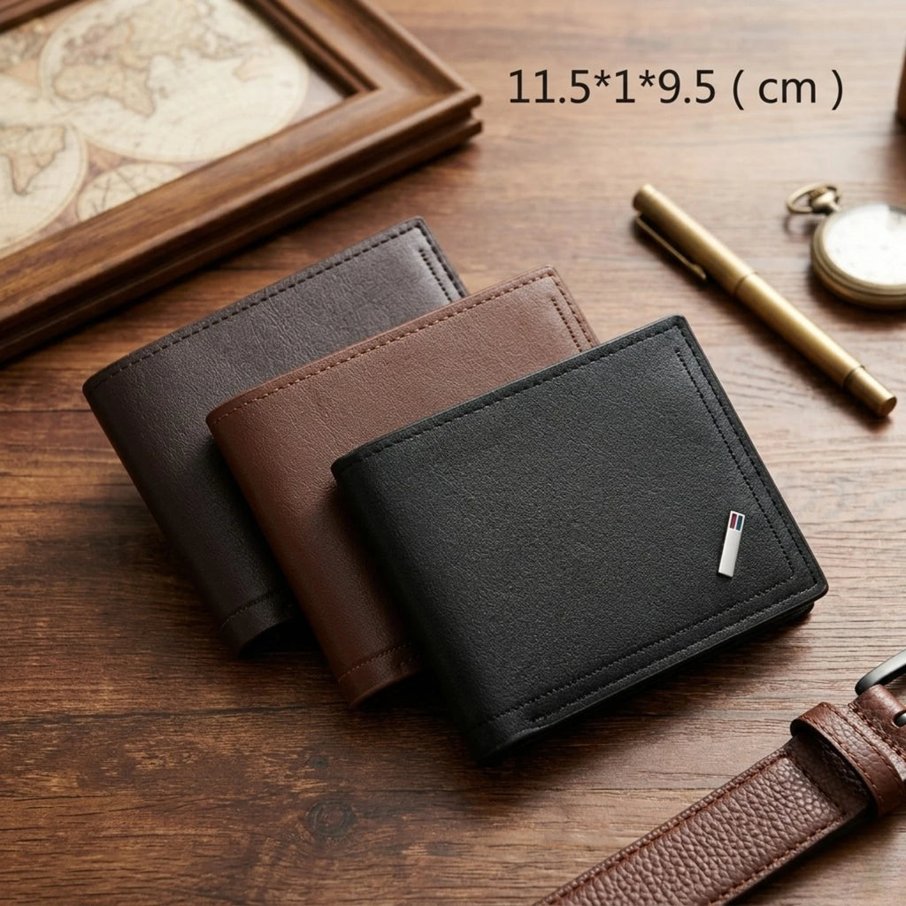 Carteira masculina couro Texas Bifold, modelo slim em couro legítimo com visual sofisticado e alta durabilidade