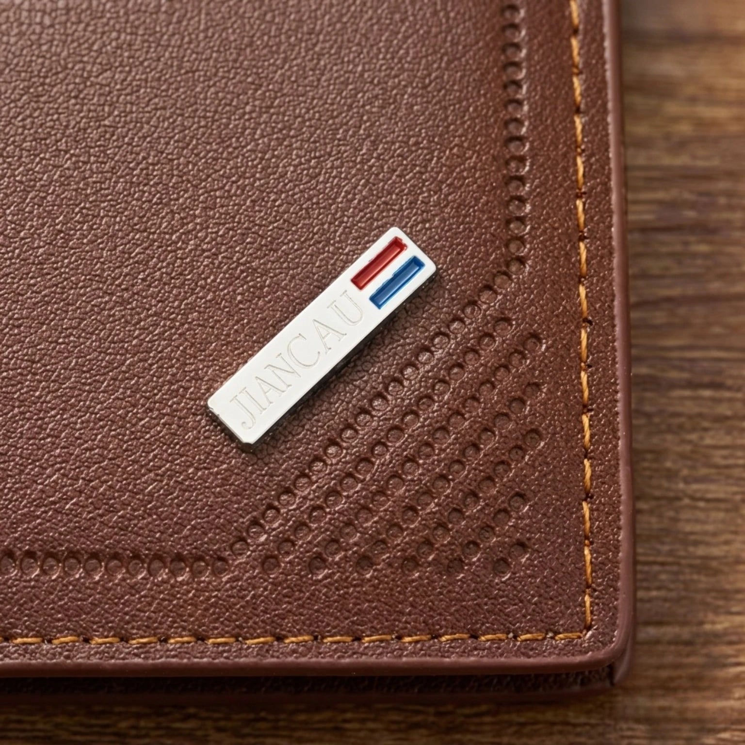 Carteira masculina pequena Texas Bifold em couro legítimo, design compacto, sofisticado e ideal para uso diário