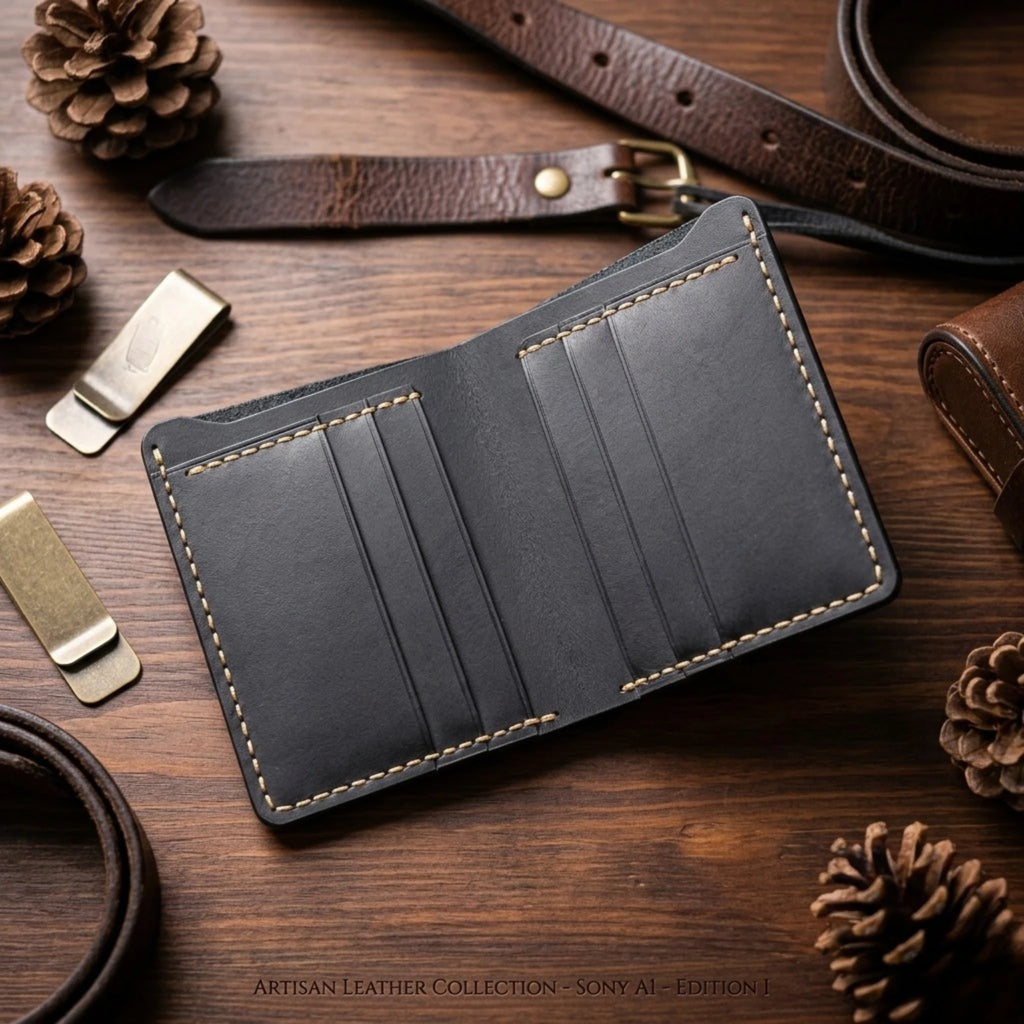 Carteira masculina pequena Vintage Slim Heritage em couro legítimo, design sofisticado, compacto e ideal para uso diário elegante