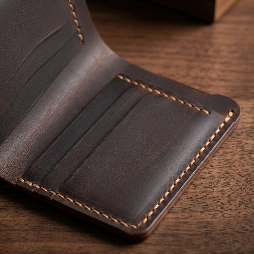 Carteira masculina pequena Vintage Slim Heritage em couro legítimo, design sofisticado, compacto e ideal para uso diário elegante