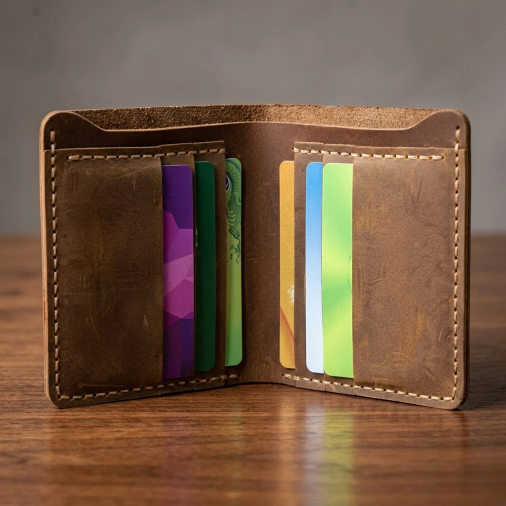 Carteira masculina pequena Vintage Slim Heritage em couro legítimo, design sofisticado, compacto e ideal para uso diário elegante